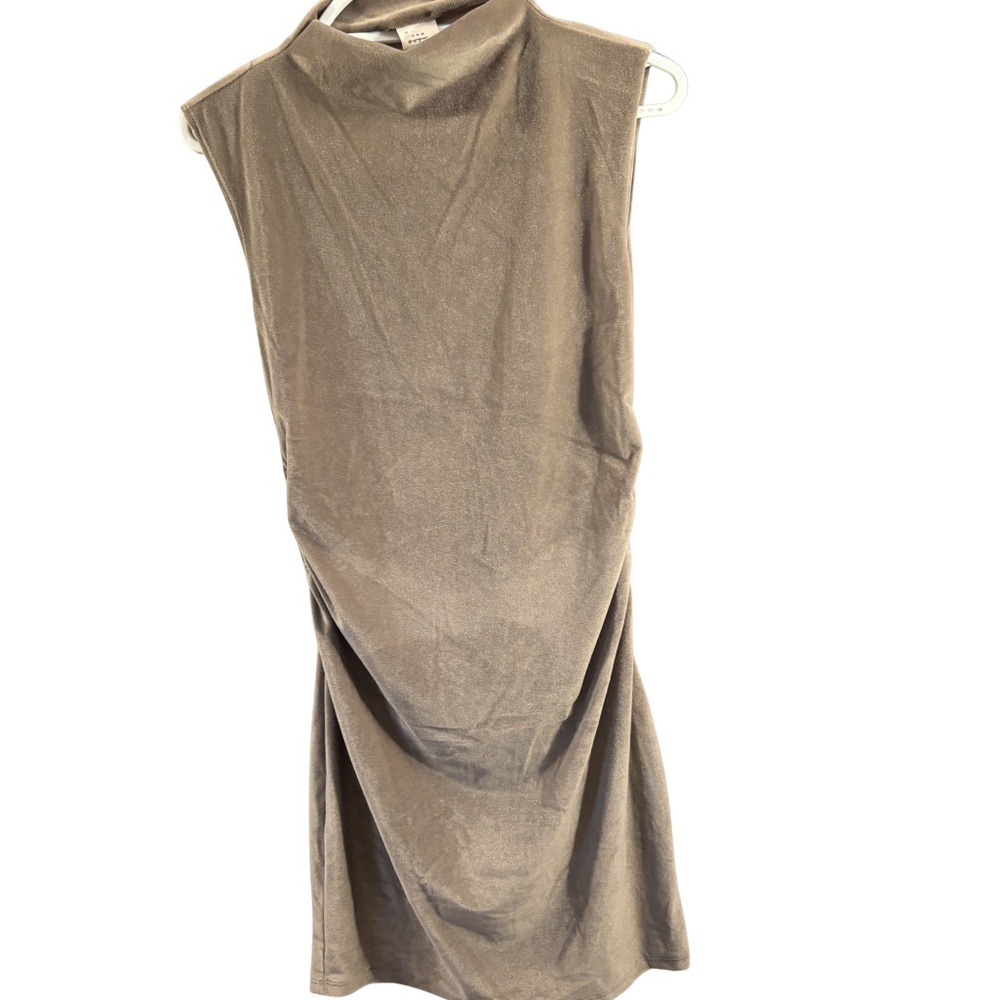 a new day Feminine Sleeveless Mock-Neck Dress in Taupe Small